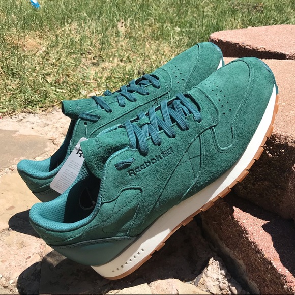 Reebok Classic Leather Green Suede Low Top Shoes - Picture 8 of 9